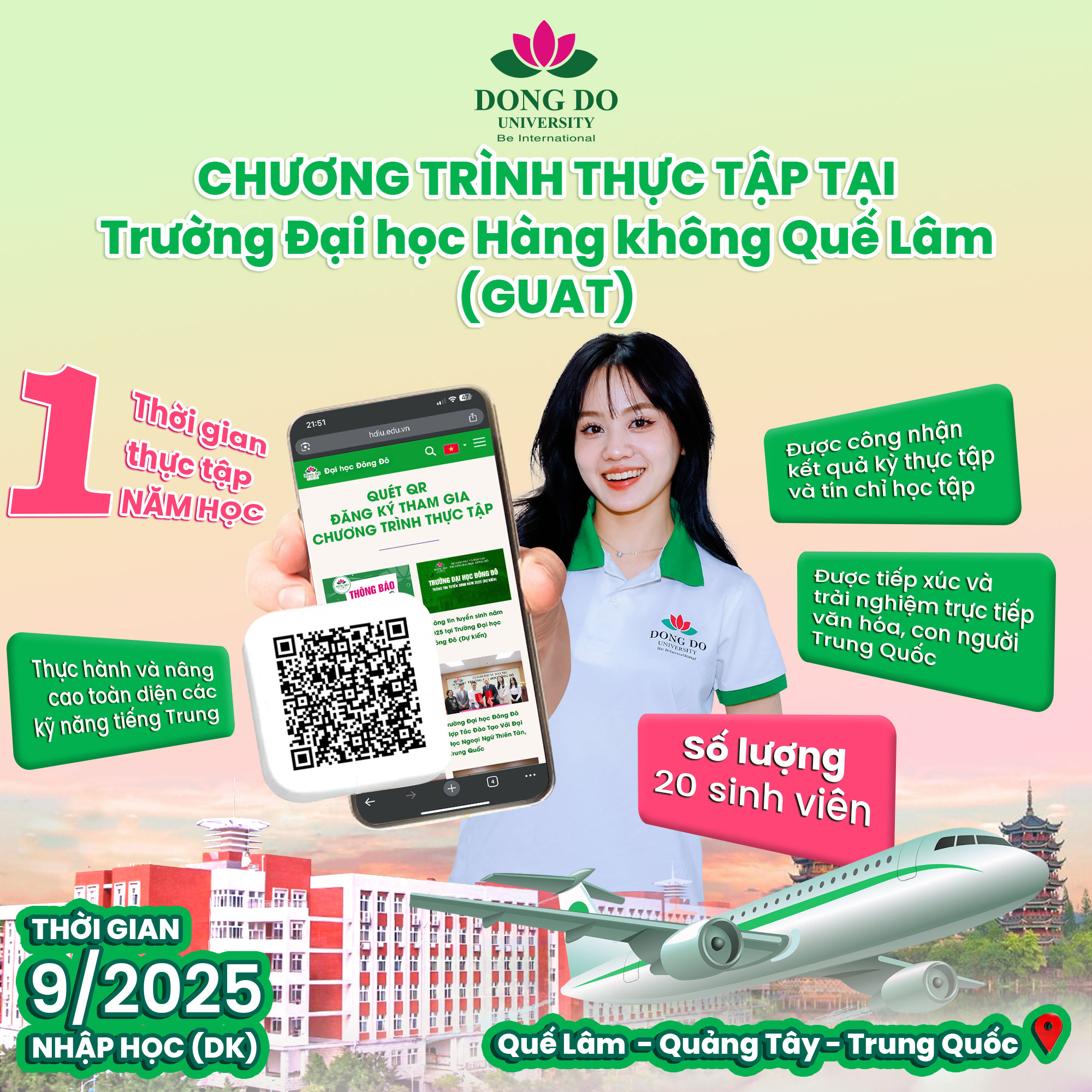 Thông báo tham gia chương trình thực tập tại Trường Đại học Hàng không Quế Lâm (GUAT)