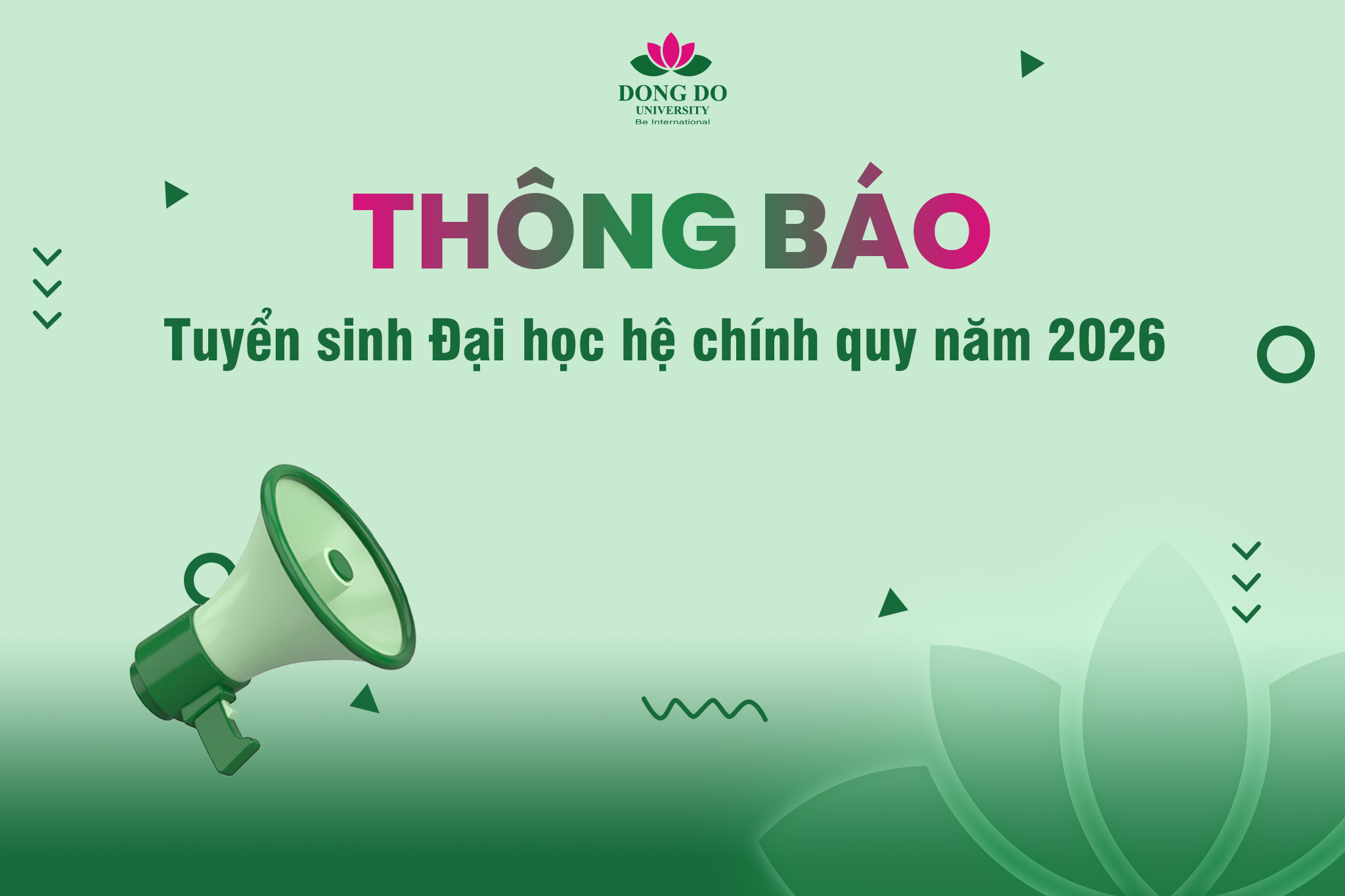 Thông báo tuyển sinh Đại học hệ chính quy năm 2026