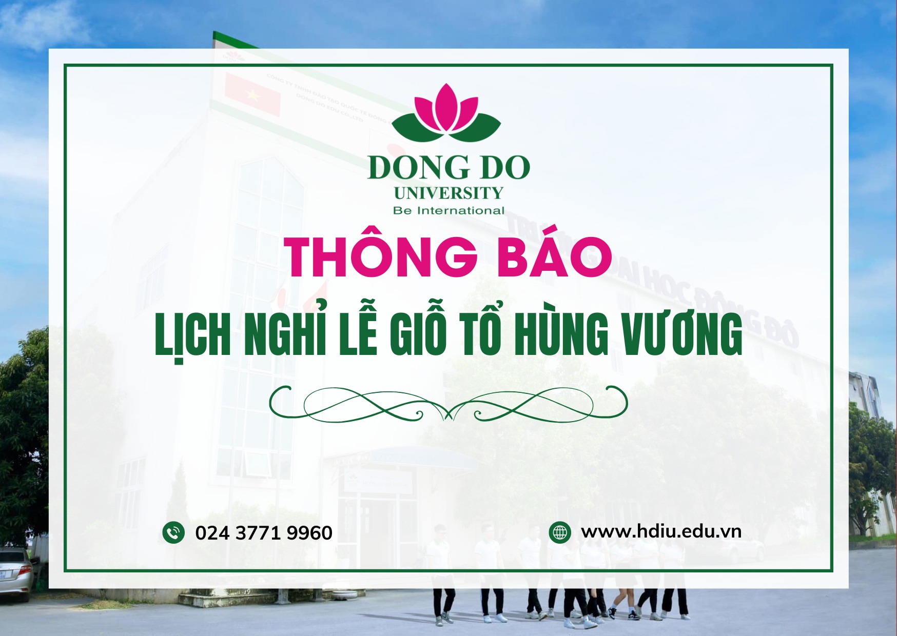 Thông báo về nghỉ lễ Giỗ Tổ Hùng Vương 