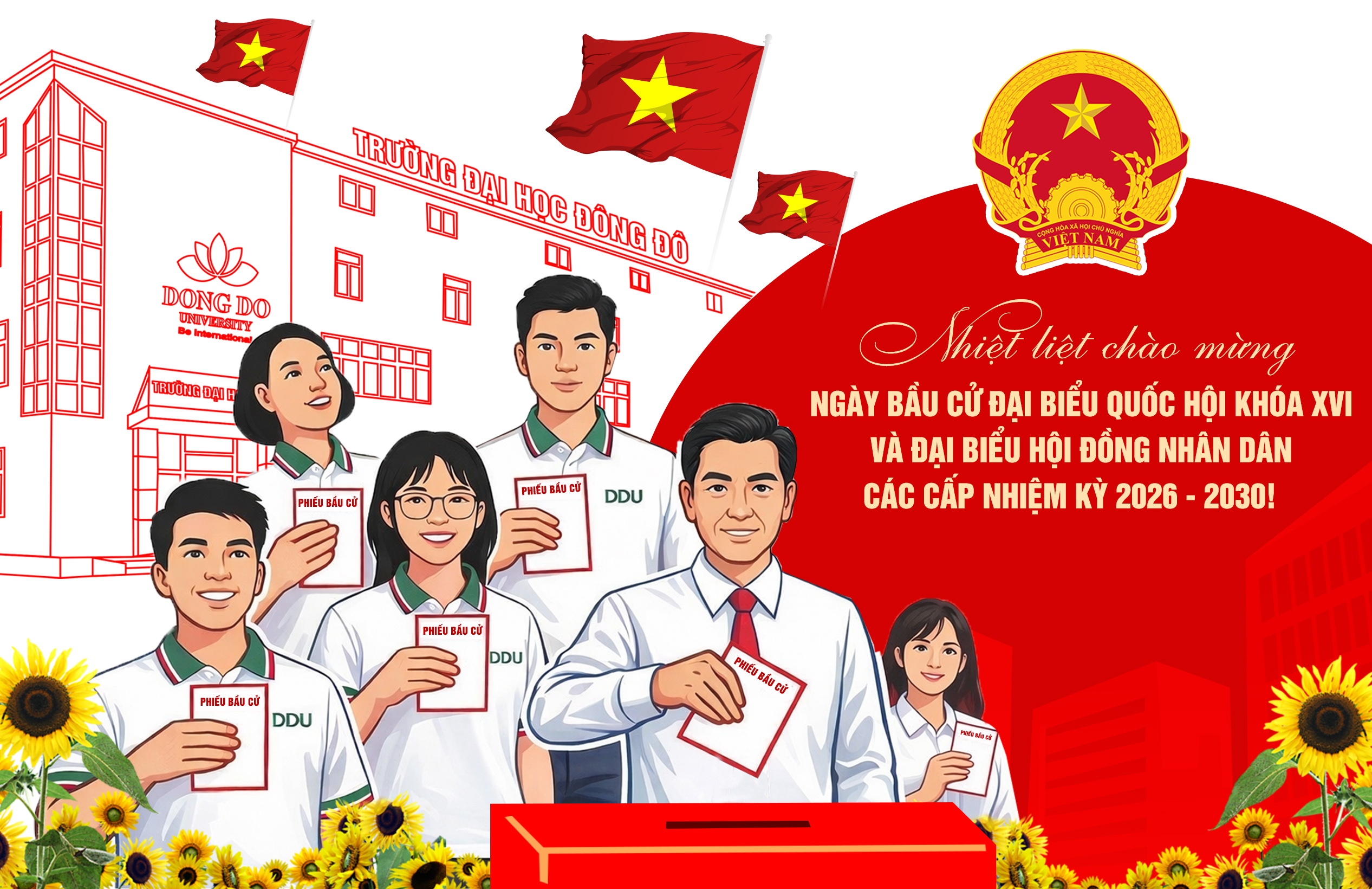 Thông báo về việc quán triệt sinh viên, học viên tham gia bầu cử đại biểu Quốc hội khóa XVI và đại biều HĐND các cấp nhiệm kỳ 2026-2031