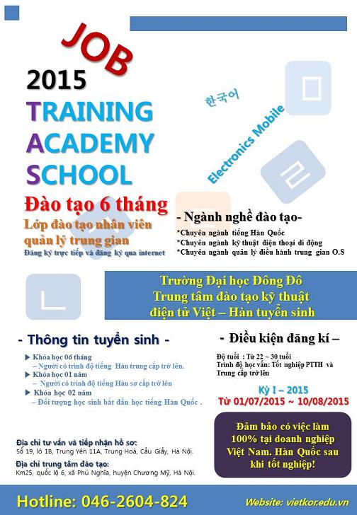 Trung tâm Đào tạo Kỹ thuật điện tử Việt - Hàn tuyển sinh