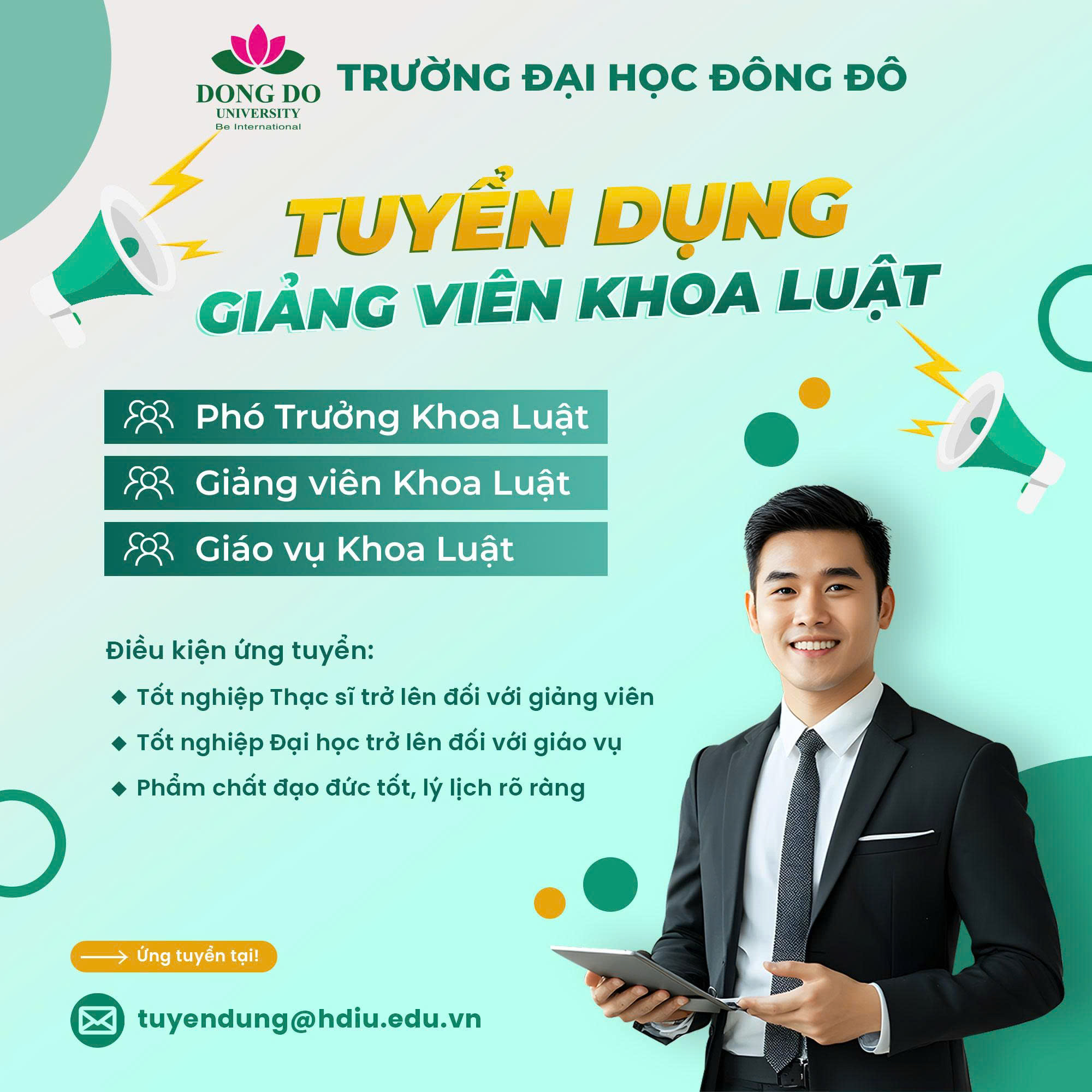 Trường Đại học Đông Đô thông báo tuyển dụng nhân sự khoa Luật
