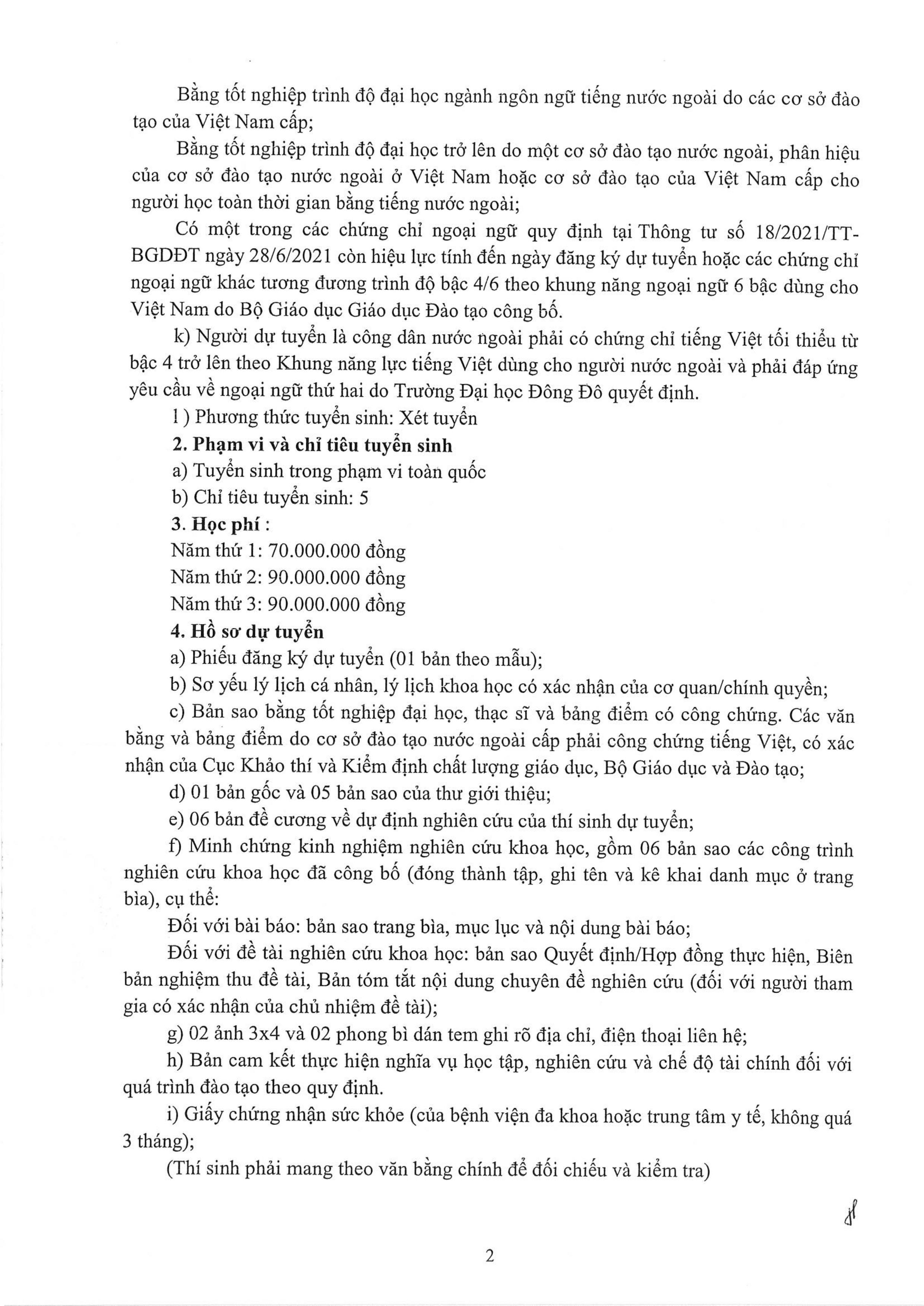 Th&ocirc;ng b&aacute;o tuyển sinh tr&igrave;nh độ Tiến sĩ năm 2024