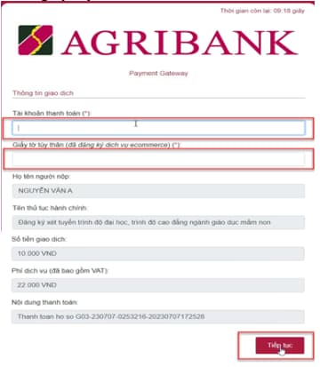 + Th&ocirc;ng tin đăng k&yacute; tuyển sinh được hiển thị như sau: