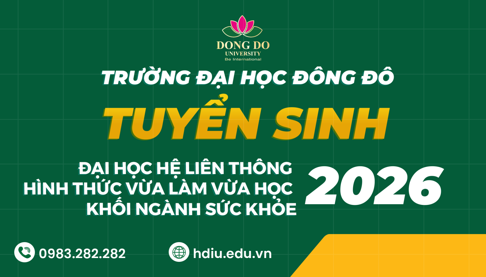 Thông báo Tuyển sinh Đại học hệ Liên thông hình thức Vừa Làm Vừa Học khối ngành Sức Khỏe năm 2026